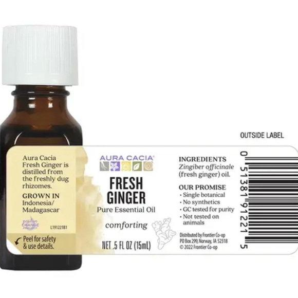 AURA CACIA  NIB  2 Bottles of Fresh Ginger Pure Essential Oil Net .5 FL Oz. each - Picture 3 of 8